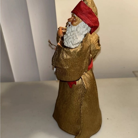 Vtg Crinkled Paper Mache/Ceramic Santa Tree Topper w/Cone Bottom - Picture 6 of 9